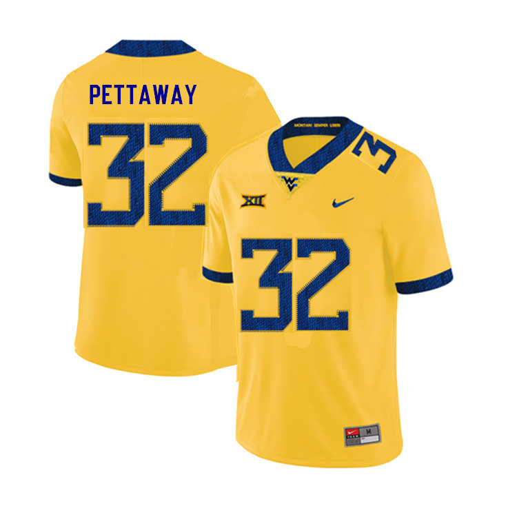 NCAA Men's Martell Pettaway West Virginia Mountaineers Yellow #32 Nike Stitched Football College 2019 Authentic Jersey UM23O75YM